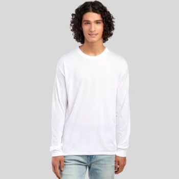 Unisex Long Sleeve Polyester T-Shirt Wholesale. Jerzees 21MLR Unisex Long Sleeve Polyester T-Shirt – Front View