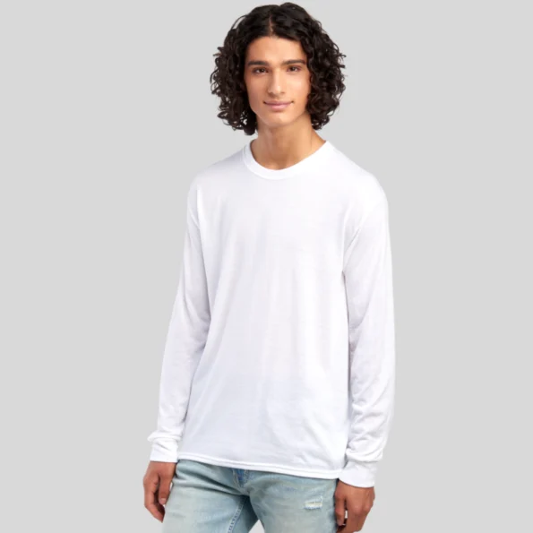 Jerzees 21MLR Unisex Long Sleeve Polyester T-Shirt – Front View