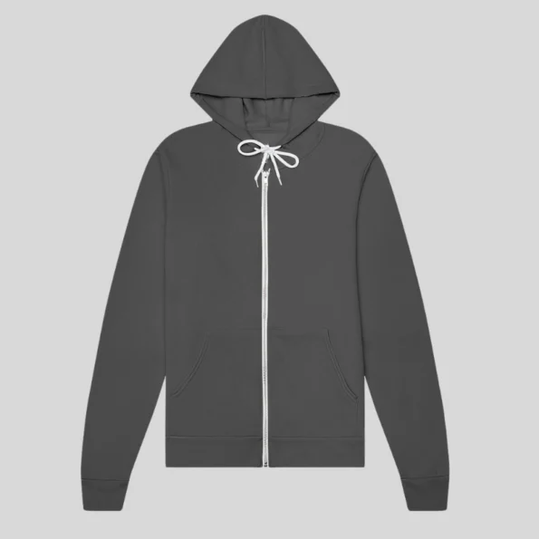 Soft unisex full-zip hoodie for custom printing and embroidery in Quebec and Canada