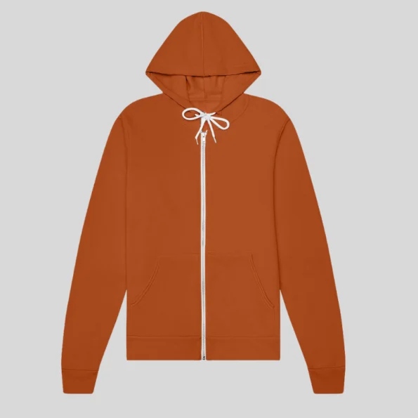 Soft unisex full-zip hoodie for custom printing and embroidery in Quebec and Canada