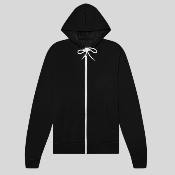 Soft unisex full-zip hoodie for custom printing and embroidery in Quebec and Canada
