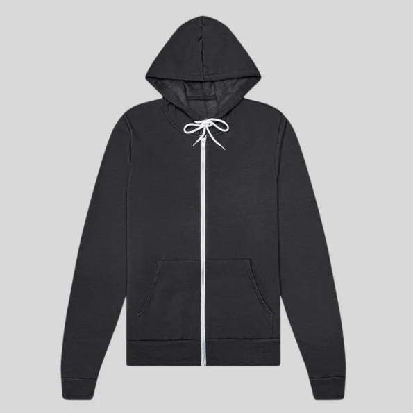 Soft unisex full-zip hoodie for custom printing and embroidery in Quebec and Canada