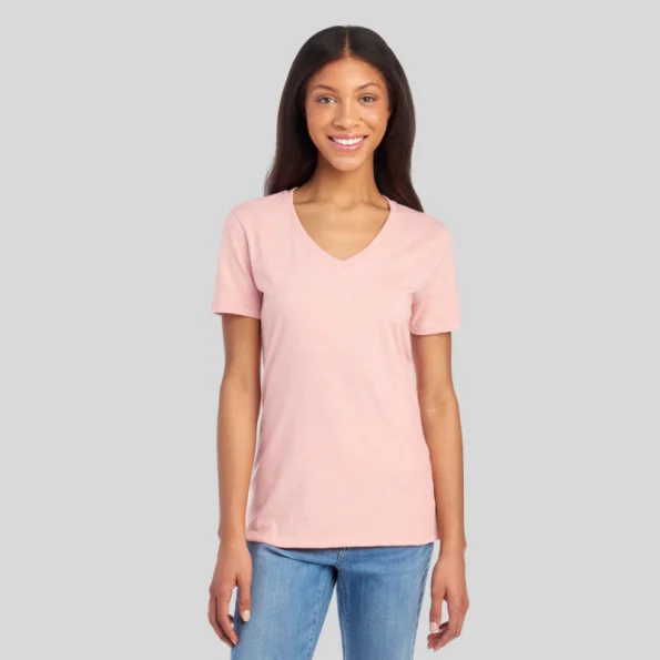 Women’s premium V-neck T-shirt made with combed ring-spun cotton blend