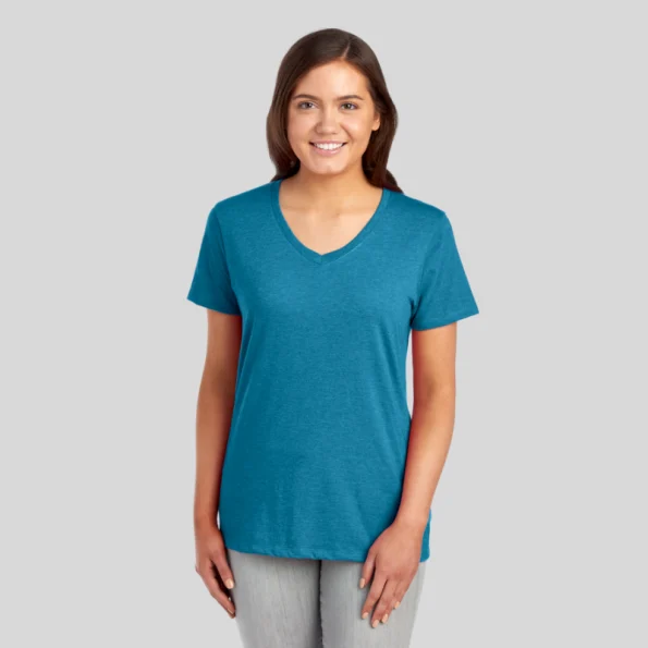 Women’s premium V-neck T-shirt made with combed ring-spun cotton blend