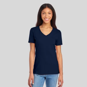 T-shirt pour femmes JERZEES 560WVR à col en V en coton filé, doux et respirant