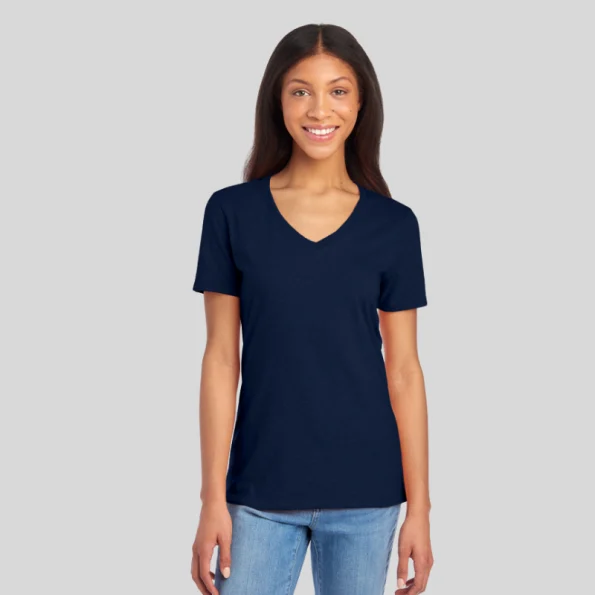 Women’s premium V-neck T-shirt made with combed ring-spun cotton blend