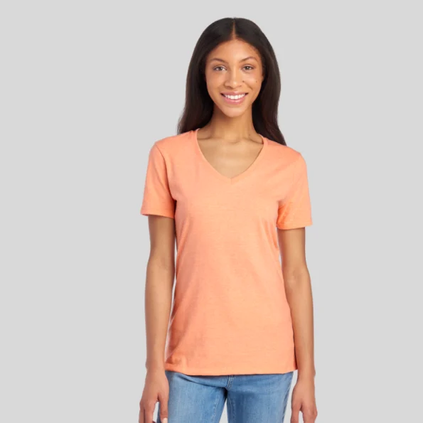 Women’s premium V-neck T-shirt made with combed ring-spun cotton blend