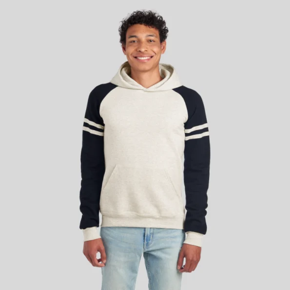 Jerzees Varsity Hoodie 97CR – Unisex NuBlend Colorblock Hoodie with Athletic Stripes