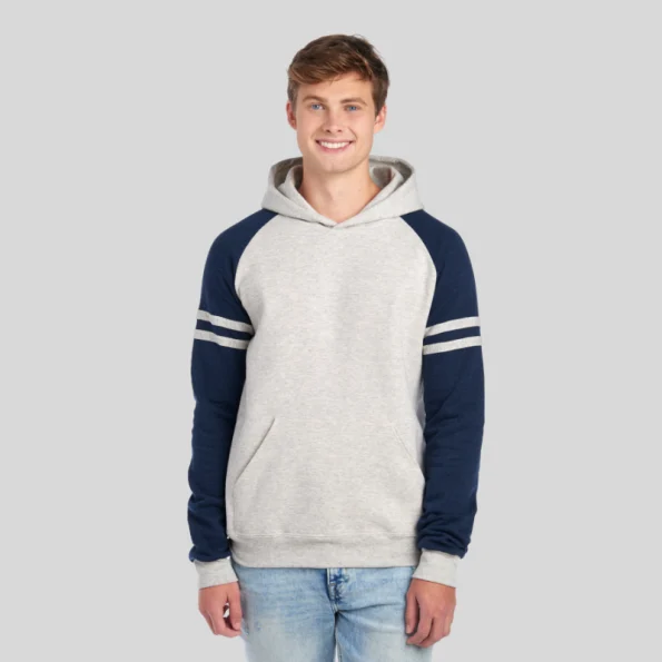 Jerzees Varsity Hoodie 97CR – Unisex NuBlend Colorblock Hoodie with Athletic Stripes