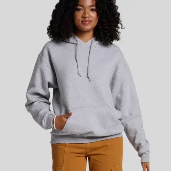 Heavyweight unisex hoodie (12 oz) with pill-resistant fleece, tear-away label and 2-ply hood. Built for printing, layering and workwear comfort.