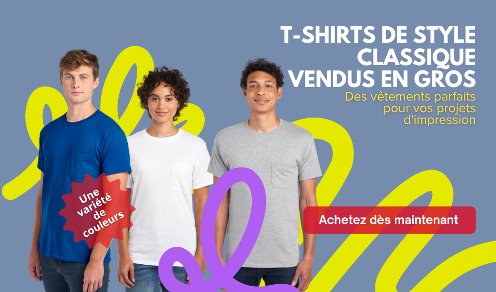 T-shirts vierges en gros – Idéals pour sérigraphie, broderie et impression DTF au Québec