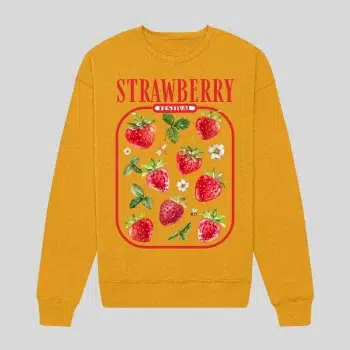 Strawberries graphic design DTF print pink crewneck sweatshirt wholesale blank apparel